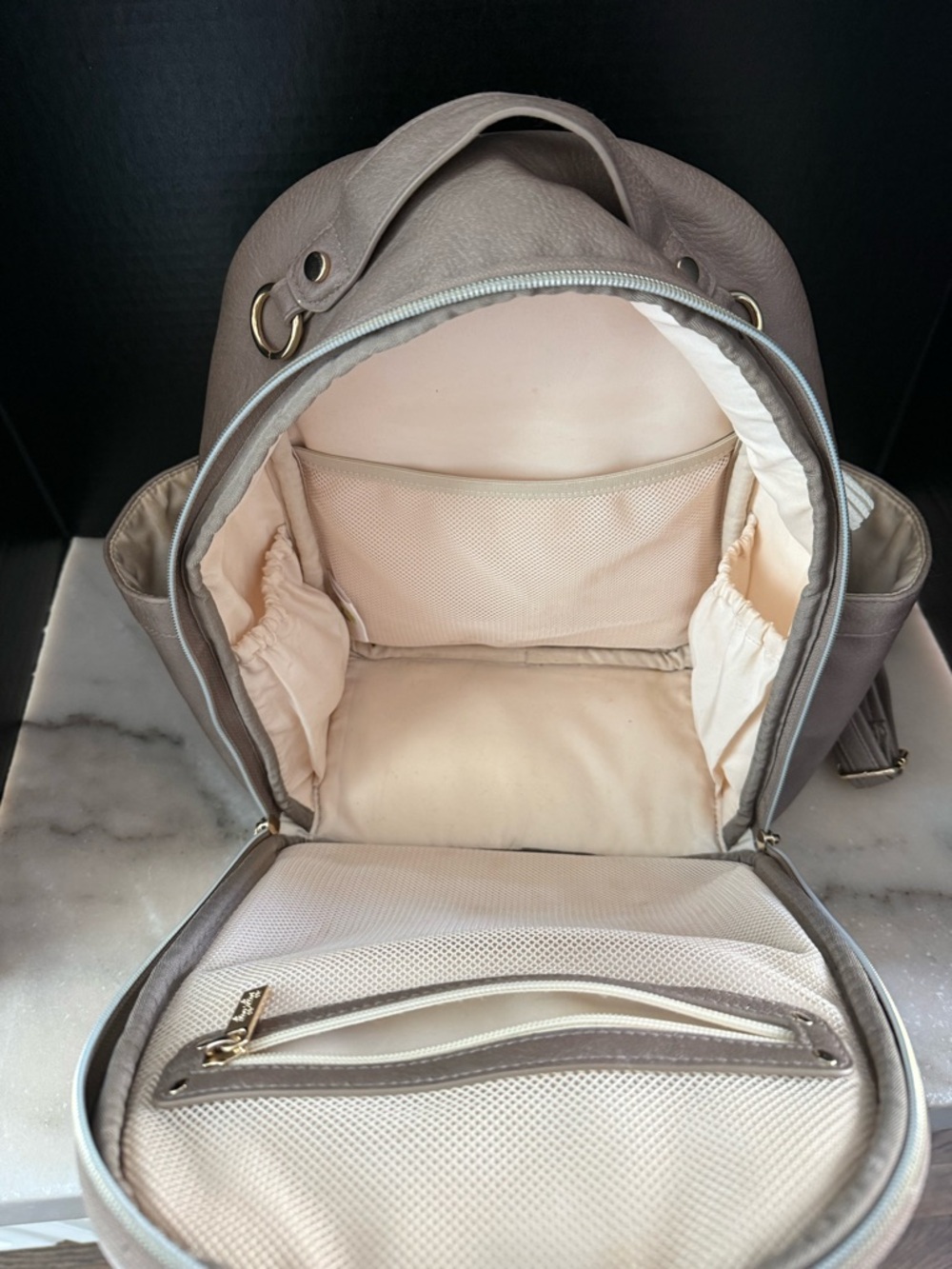 Itzy Ritzy Mini Diaper Bag Vanilla and Beige - Picture 3 of 6